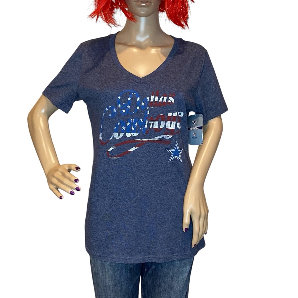 Cowboys Her Style NFL "Dallas Cowboys" Patriotic Tee Shirt T-Shirt Sz Large NWT